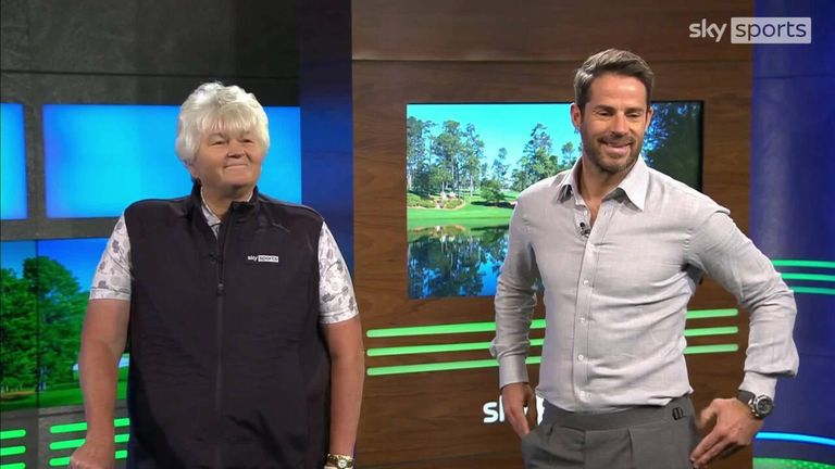 Jamie Redknapp and Dame Laura Davies took on the famous 12th hole at Augusta National ahead of The Masters