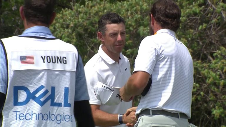 Highlights of Rory McIlroy's semi-final exit in the WGC Match Play as Cameron Young reaches the final