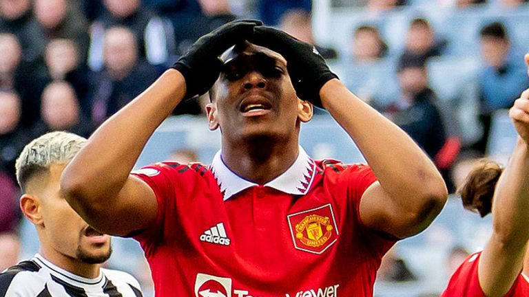 Substitute Anthony Martial rues a missed chance against Newcastle
