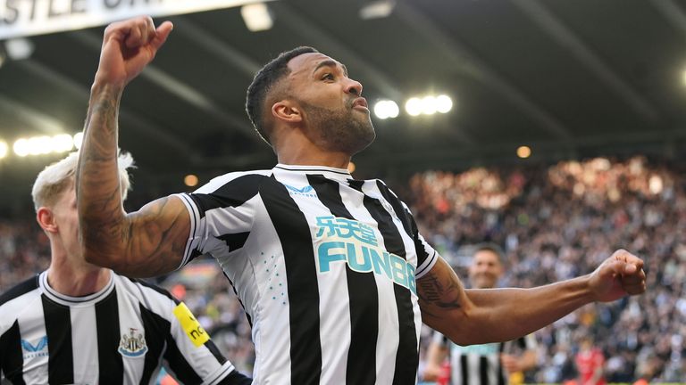 Callum Wilson celebrates after doubling Newcastle&#39;s lead against Manchester United