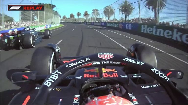 Max Verstappen gets DRS on Lewis Hamilton and makes an easy overtake to take the lead of the Australian Grand Prix